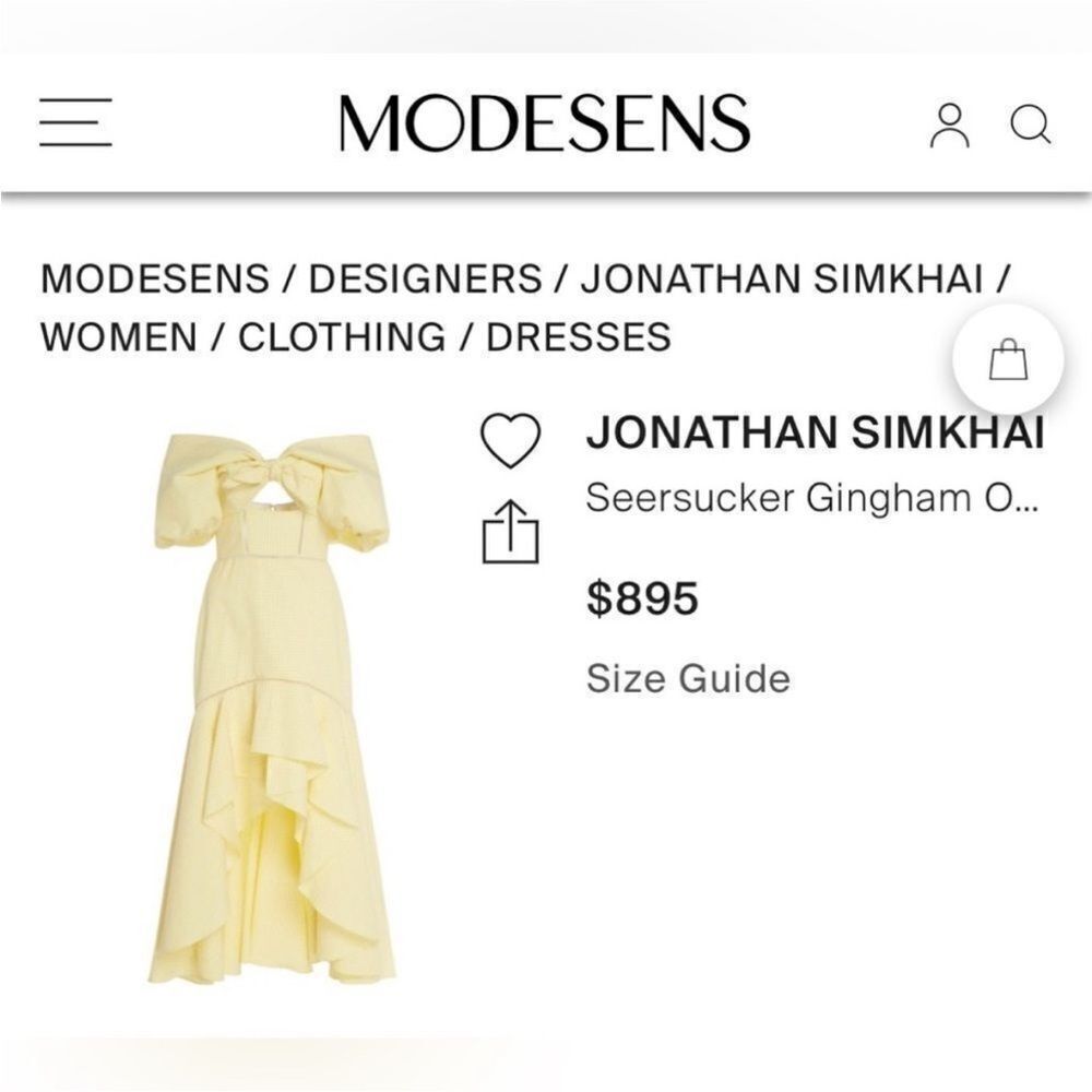 Jonathan Simkhai Yellow Asymmetrical Ruffled Off-Shoulder dress, US2 - Picture 5 of 14